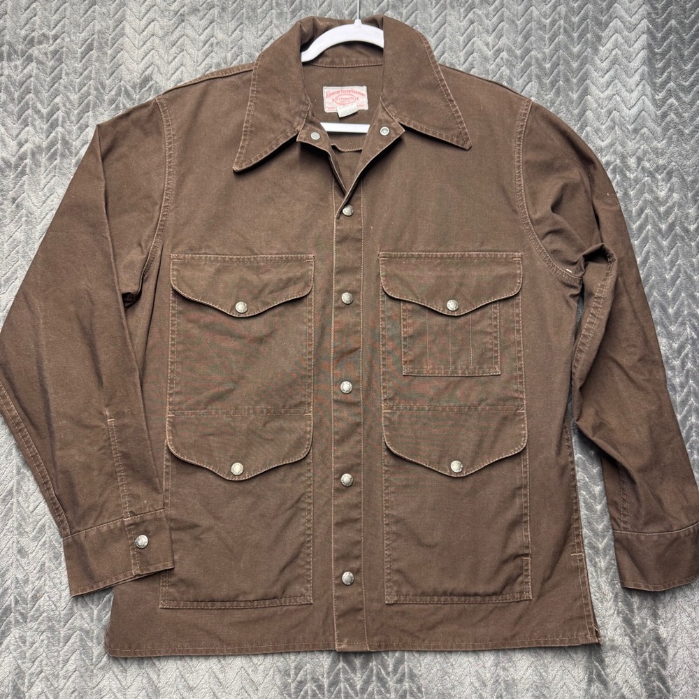 Vintage C.C. Filson Cruiser Shirt Jacket Medium Brown 100% Cotton Canvas (2085)